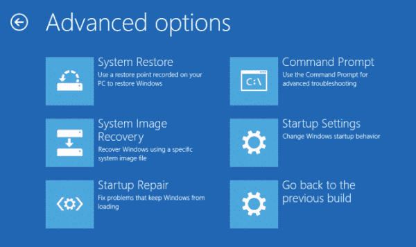 troubleshoot options windows 10 repair