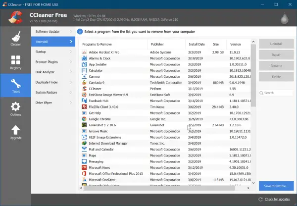 uninstall apps for faster windows 10 pc