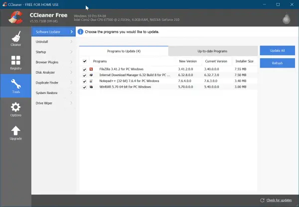 update software to speed up windows 10 pc
