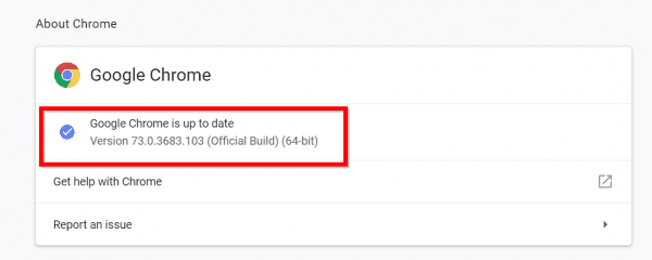 about chrome version