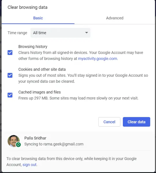clear browsing data google chrome