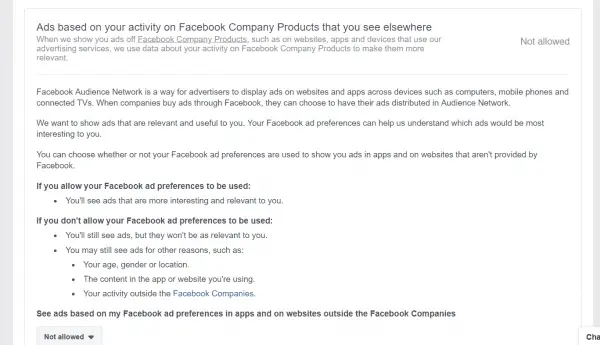 Facebookの会社の製品に基づいて、あなたの活動に基づく広告