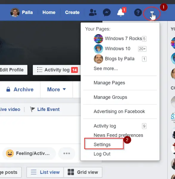 Configuración de Facebook 2019