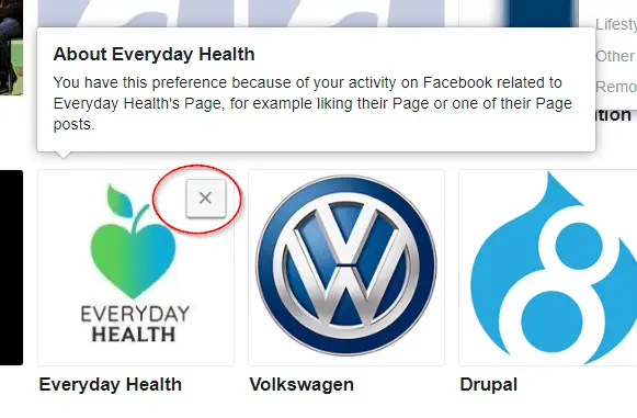 Verwijder categorie van uw interesses Facebook Ads