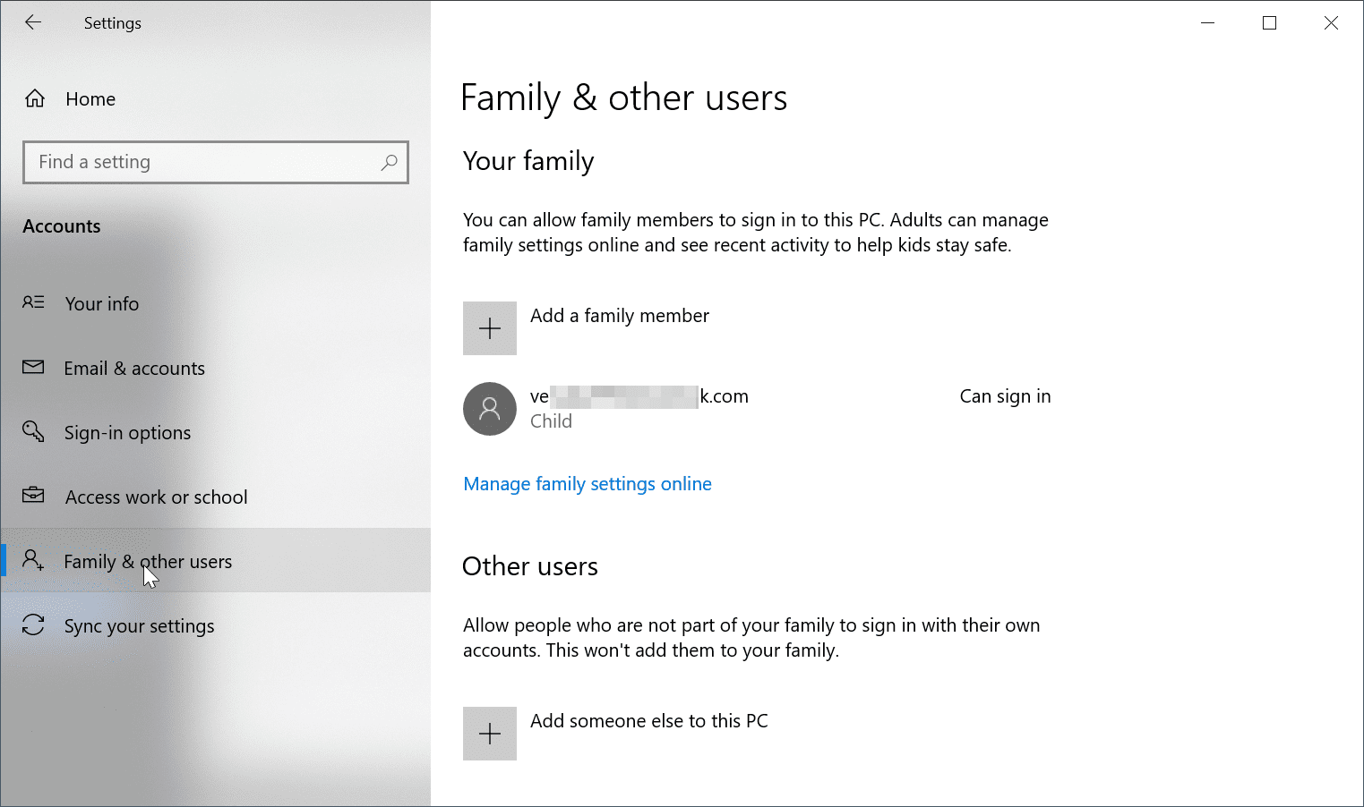 family settings microsoft account