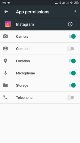 instagram app permissions
