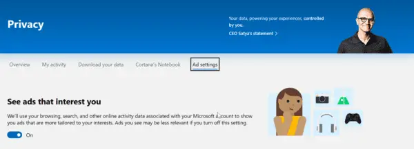 Microsoft Account Ad Settings Privacy