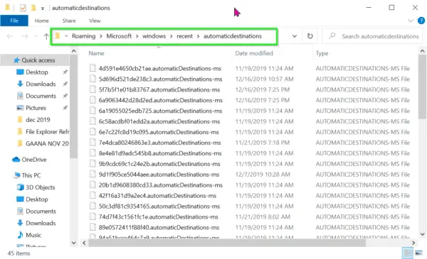 delete files in automaticdestinations folder file explorer error fix