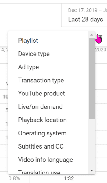 more options youtube analytics