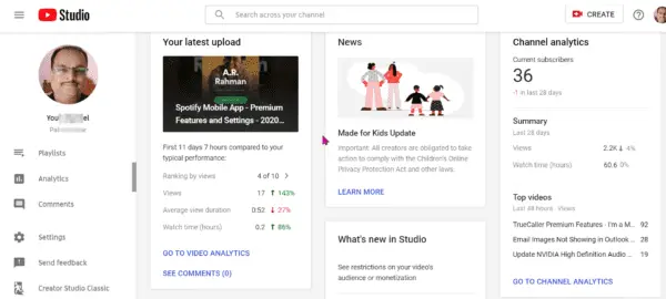 youtube channel analytics