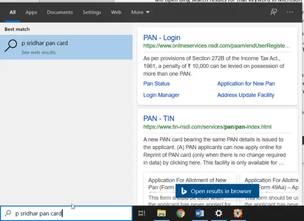Windows 10 Search Cloud Search Turned Off