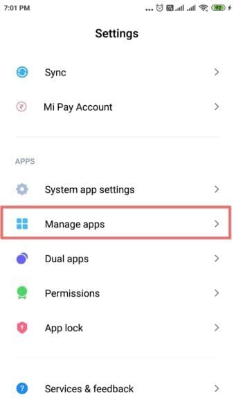 Xiaomi Redmi Hotspot Error - Quick Guide to Fix in Easy and Simple Steps 7 Manage Apps Settings Redmi Phone
