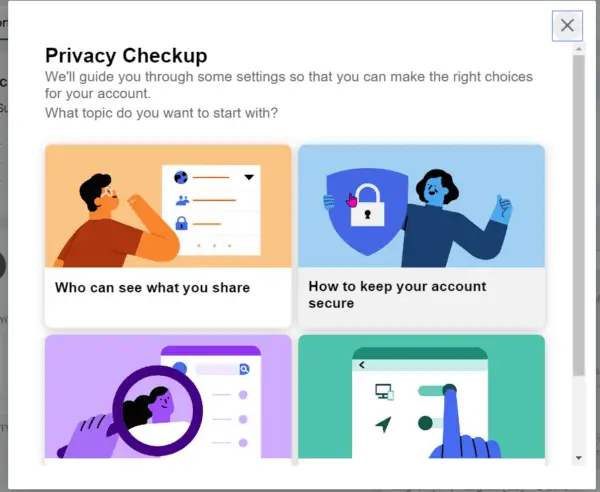 privacy checkup in facebook