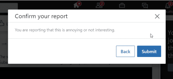 Confirm Block Linkedin Ad