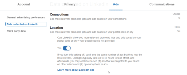 Location Ad Preferences Linkedin