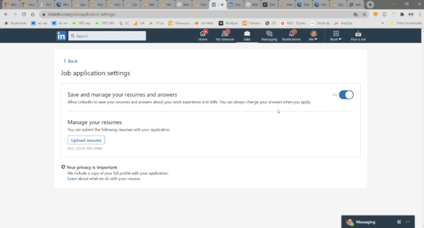 Job Application Settings Linkedin