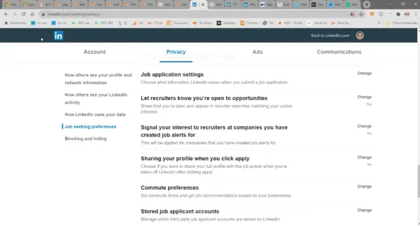 Linkedin Job Seeking Preferences