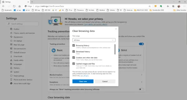 Clear Browsing Data Microsoft Edge Windows 10