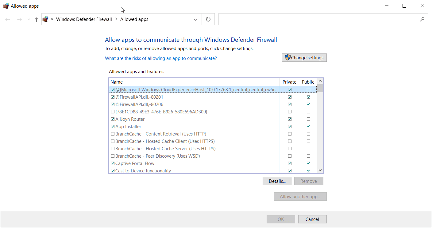 allow apps through windows 10 firewall