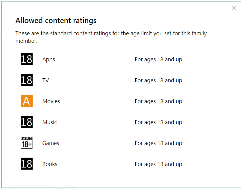 Microsoft Family Safety - 8 Parental Controls 10 allowed content ratings microsoft family safety
