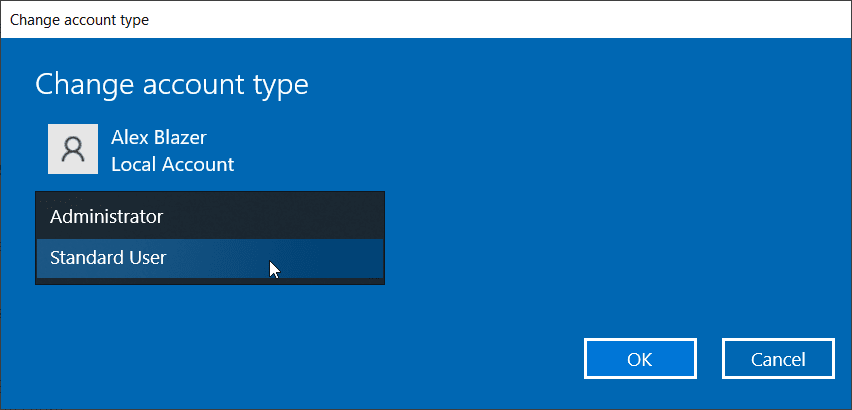change local account to administrator