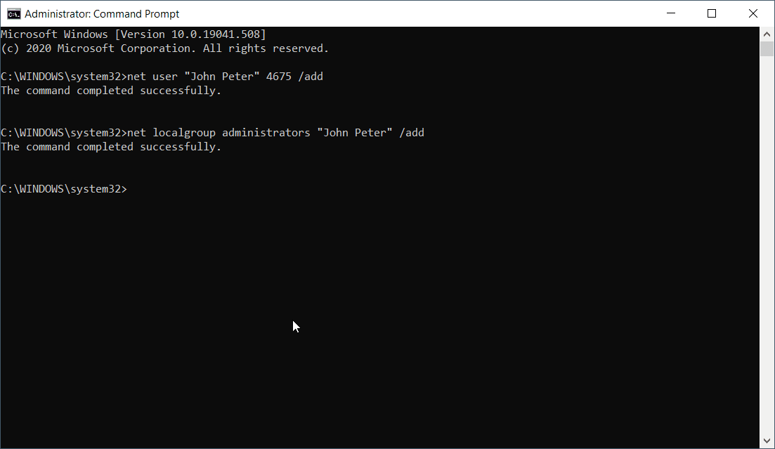 create local admin account windows 10 cmd