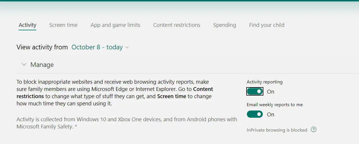 Microsoft Family Safety - 8 Parental Controls 6 microsoft family activity reporting permissions