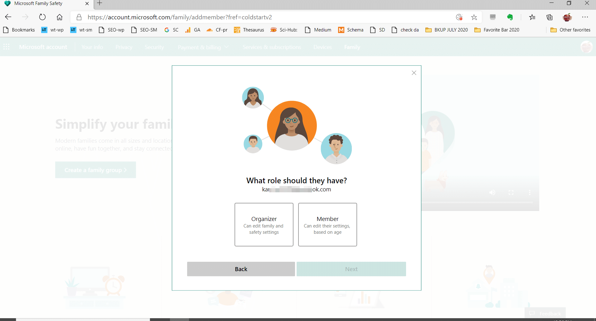 how to change a microsoft real name for a family account