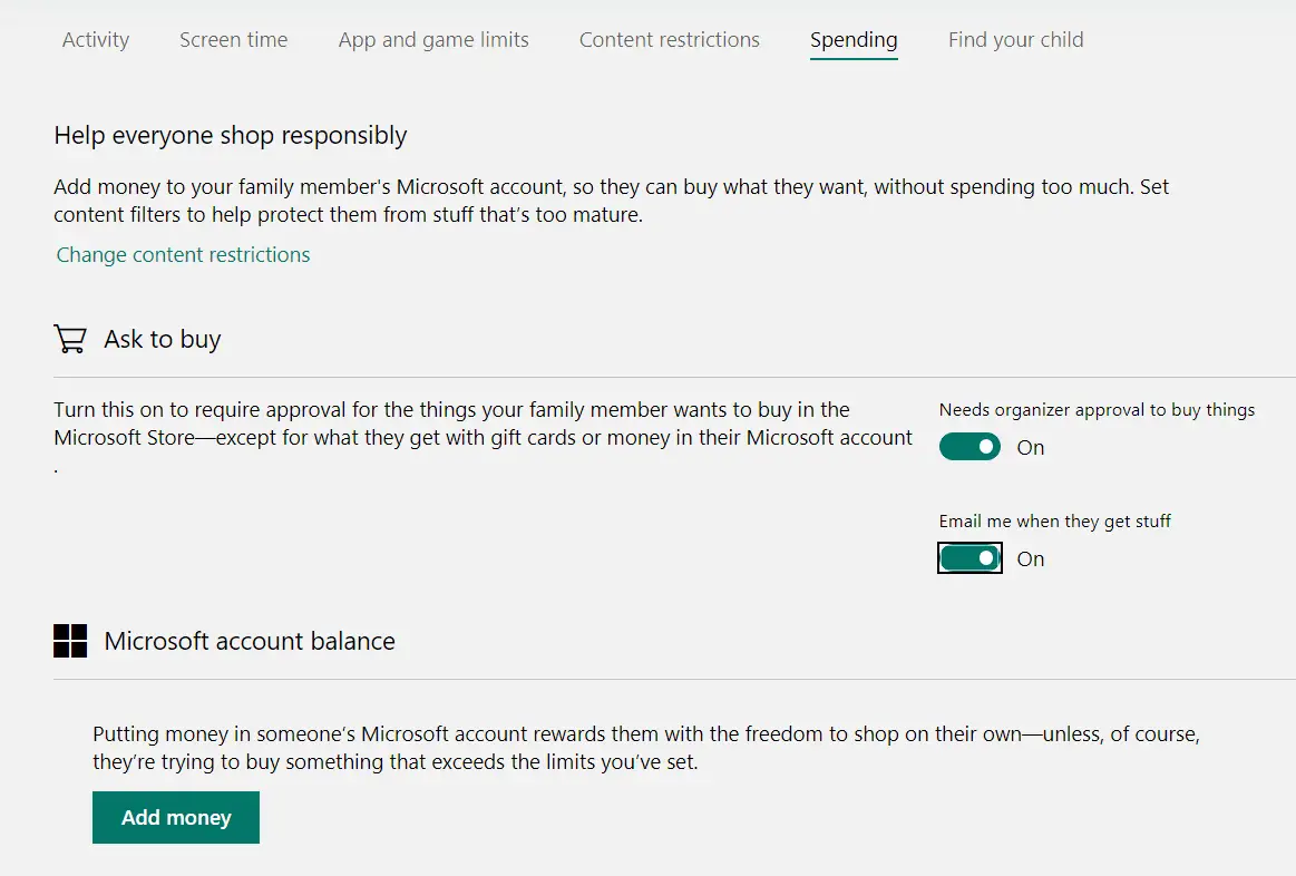 Microsoft Family Safety - 8 Parental Controls 11 microsoft family safety spending