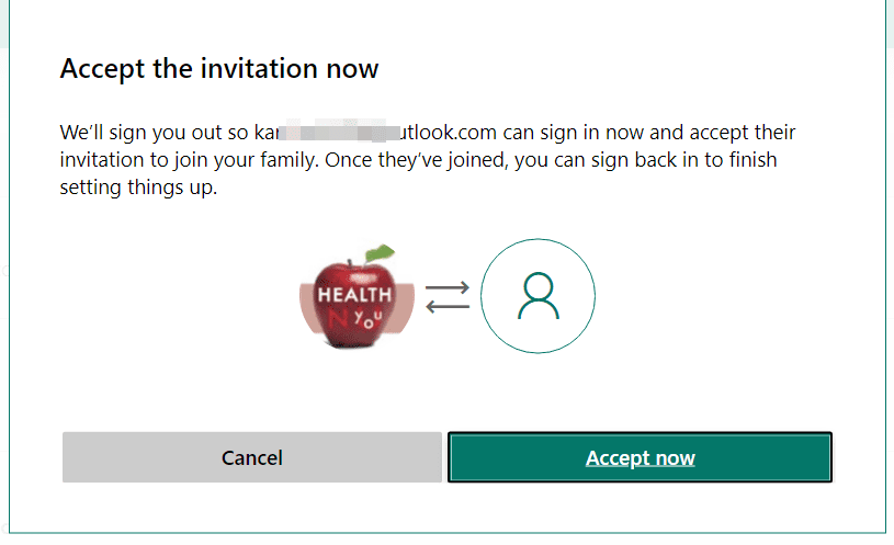 Switch Microsoft Account To Accept Member Invitation