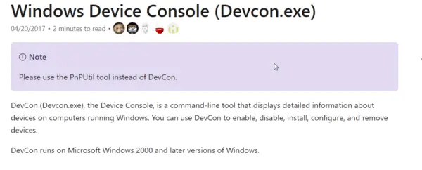 devcon outdated windows 10