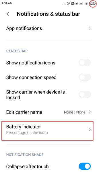 xiaomi redmi note 4 battery indicator percentage