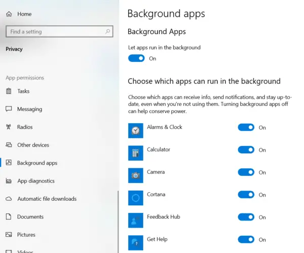 run background apps windows 10 spotlight