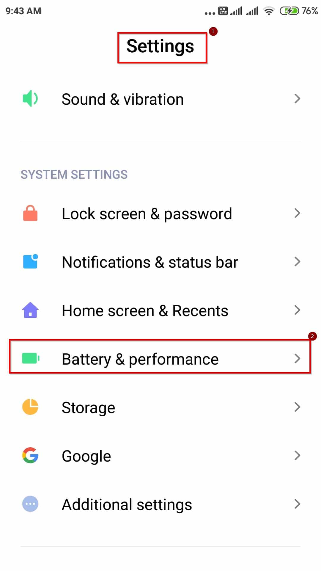 Battery Performance Android Settings