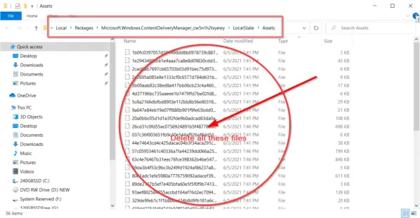 clear windows 10 spotlight cache