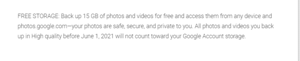 google photos free storage warnings