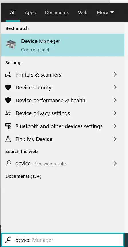 The Golden Throw Fix for connecting Windows 10 WiFi automatically 3 device manager search bar windows 10