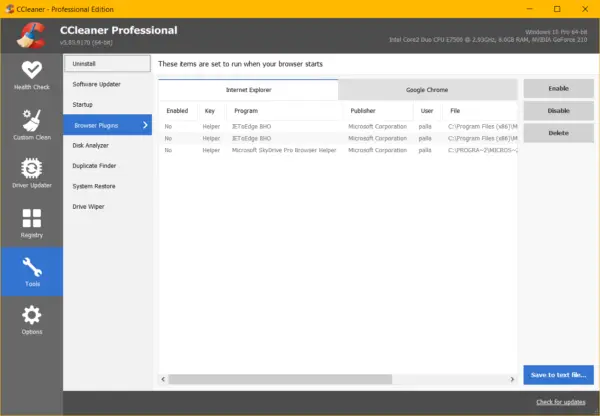 CCleaner Professional Review - What's new in 5.85 and Features 14 Ccleaner Browser Plugins Disable