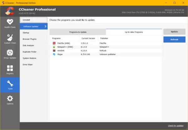 CCleaner Professional Review - What's new in 5.85 and Features 13 Ccleaner Professional Software Updater Review