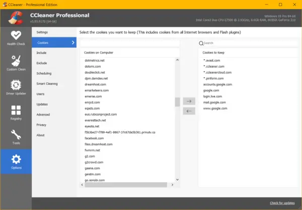 CCleaner Professional Review - What's new in 5.85 and Features 15 Cookies Options Ccleaner Professional Review