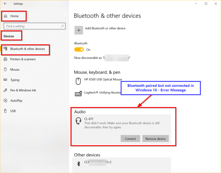 Fix—That didn’t work. Make sure your Bluetooth device is still discoverable, then try again—Windows 10