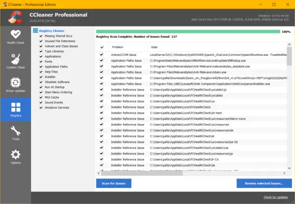 CCleaner Professional Review - What's new in 5.85 and Features 12 Clean Registry Ccleaner