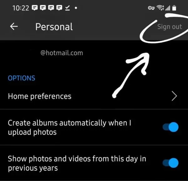 Onedrive won't sign out on Android