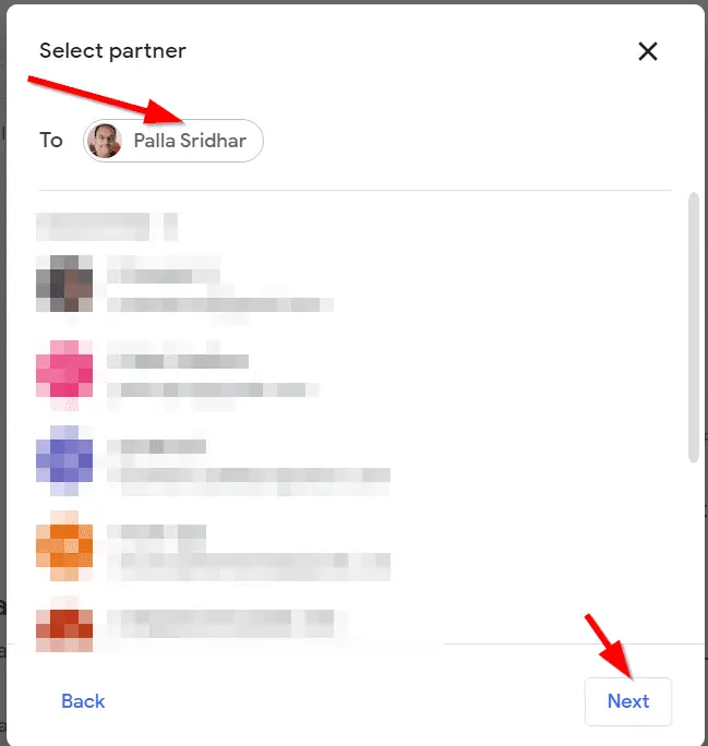 Select Partner Google Photos Sharing