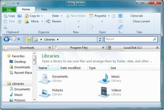 Get Windows 8 Ribbon UI in Windows 7 - BExplorer and STDU Explorer 5 BExplorer Home tab