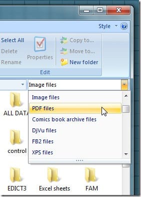 Get Windows 8 Ribbon UI in Windows 7 - BExplorer and STDU Explorer 8 STDU Explorer filter folders