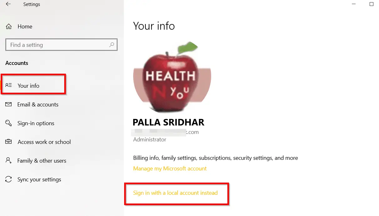 Fix Can't Remove Work or School Account Windows 10 2 Your Info Details Windows 10