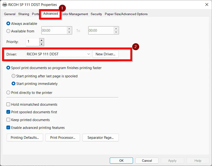 Fix Microsoft IPP Class Driver Windows 11 No Color 3 Advanced Printer Properties Win 11