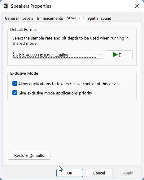 Windows 11 Audio Not Working - 8 Practical Solutions 6 Sound Advanced Sample Rate Windows 11 Settings