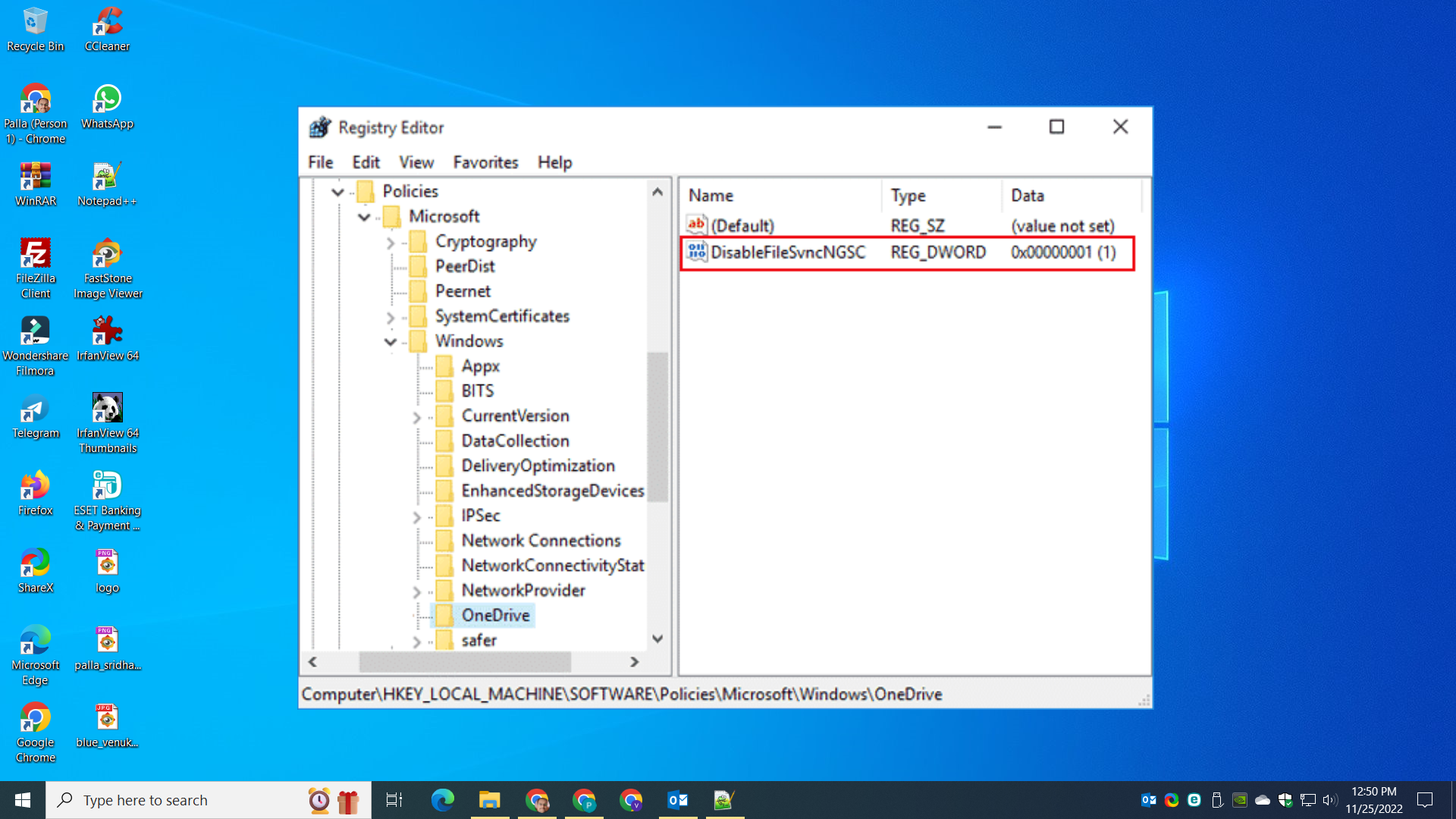 disable file sync onedrive